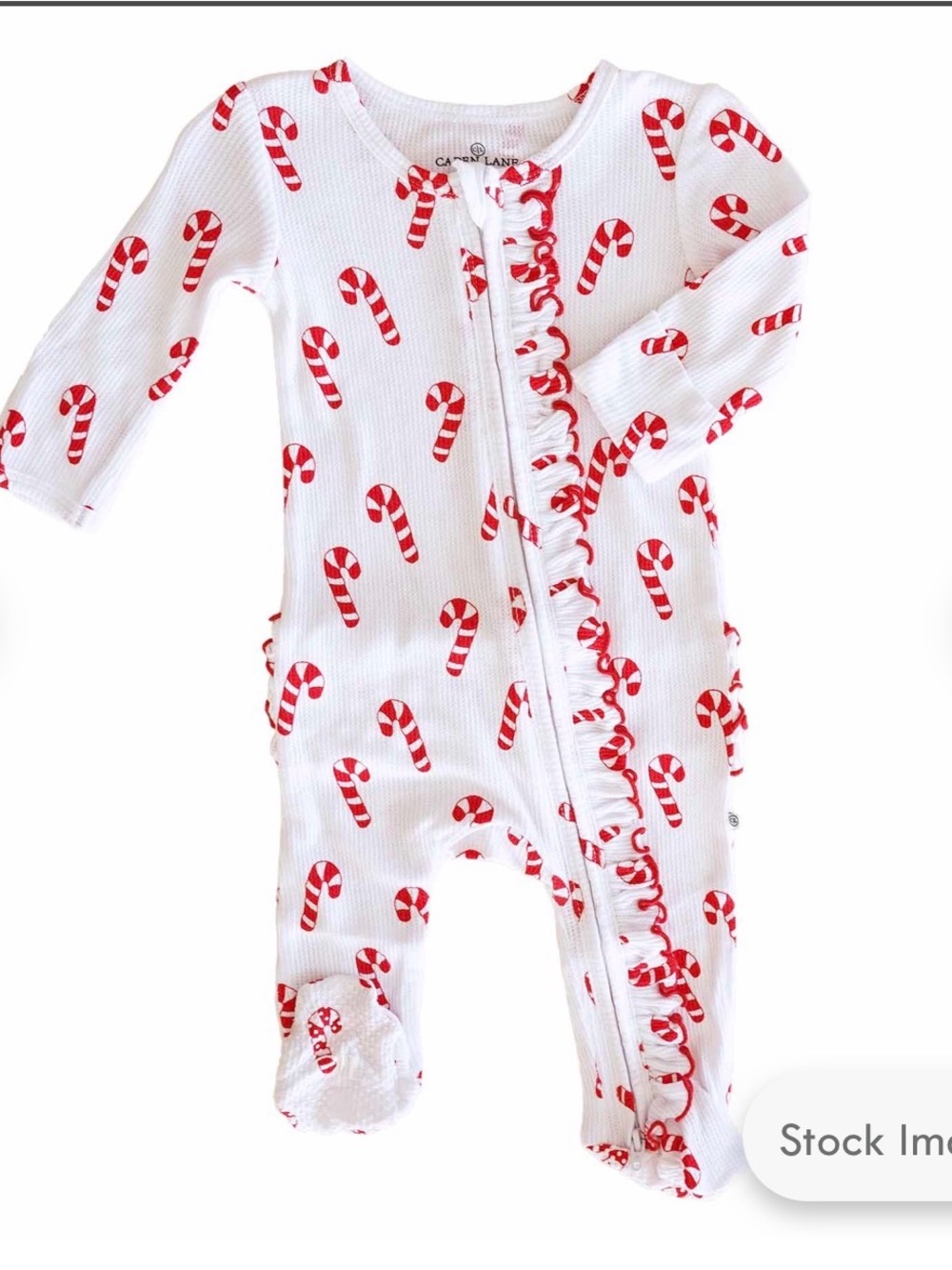 Caden Lane Candy Cane Ruffle Butt Footies